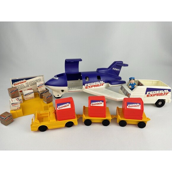 Playskool Other - Vintage 1984 PlaySkool Air Cargo Playset #295 Federal Express FedEx Plane Van